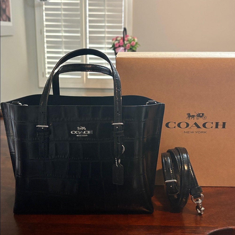 COACH Mollie 25 Croc Print Crossbody/Tote